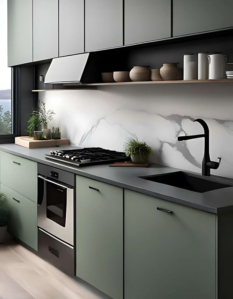 Modern modular kitchen with premium laminate cabinets in Bangalore