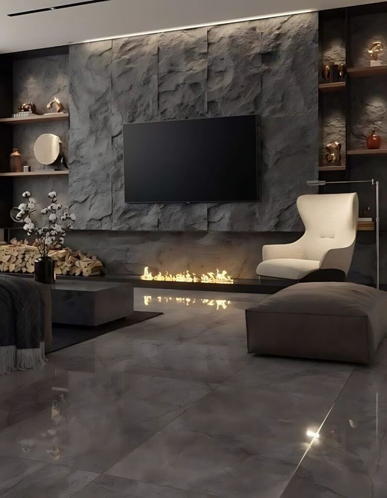 Decorative PU stone wall panels for modern living rooms in Bangalore