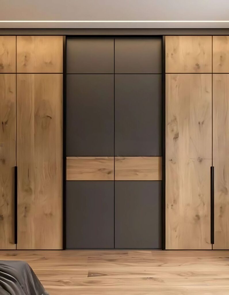 Modern wooden wardrobe with premium laminate finish in Bangalore